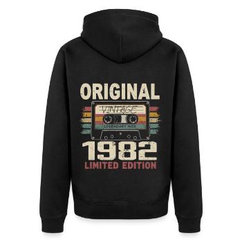 1982 Birthday Gift 1982 Vintage 1982 Retro - Unisex Premium Organic Zip Hoodie - black - Back - Nico (187cm)