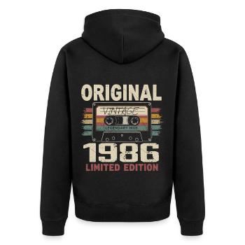 1986 Birthday Gift 1986 Vintage 1986 Retro - Unisex Premium Organic Zip Hoodie - black - Back - Nico (187cm)