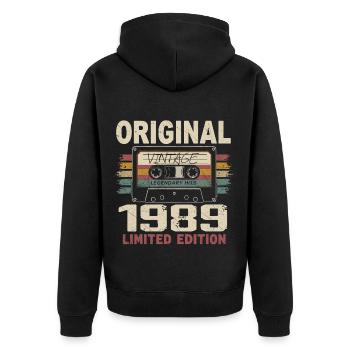 1989 cadeau anniversaire 1989 vintage 1989 rétro - Veste à capuche bio Premium Unisexe - noir - Dos - Nico (187cm)