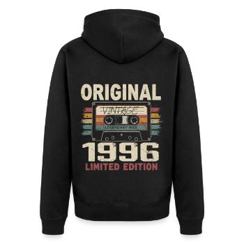 1996 Birthday Gift 1996 Vintage 1996 Retro - Unisex Premium Organic Zip Hoodie - black - Back - Nico (187cm)