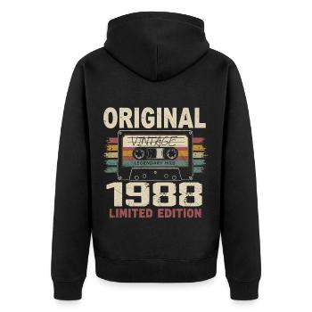 1988 cadeau anniversaire 1988 vintage 1988 rétro - Veste à capuche bio Premium Unisexe - noir - Dos - Nico (187cm)