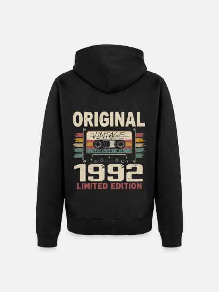 1992 cadeau anniversaire 1992 vintage 1992 rétro - Premium økologisk unisex-hættejakke - sort