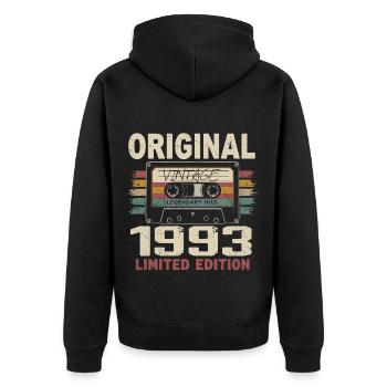 1993 cadeau anniversaire 1993 vintage 1993 rétro - Veste à capuche bio Premium Unisexe - noir - Dos - Nico (187cm)
