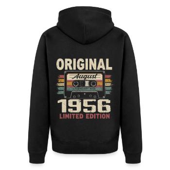 August 1956 August 1956 Gift August 1956 August 1956 - Unisex Premium Organic Zip Hoodie - black - Back - Nico (187cm)