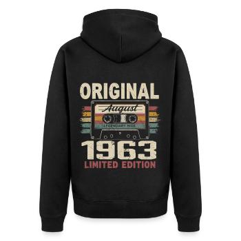 August 1963 August 1963 Gift August 1963 August 1963 - Unisex Premium Organic Zip Hoodie - black - Back - Nico (187cm)