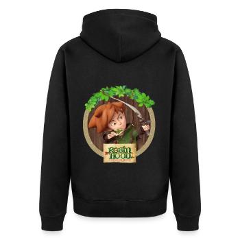 Robin Hood Schlitzohr Von Sherwood Portrait - Unisex Premium Bio Zip Hoodie - Schwarz - Hinten - Nico (187cm)