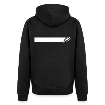 running silhouette linie laufen run - Unisex Premium Bio Zip Hoodie - Schwarz - Hinten - Nico (187cm)