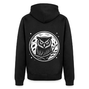 Owl in the Night Design – Mysterious - Unisex Premium Organic Zip Hoodie - black - Back - Nico (187cm)