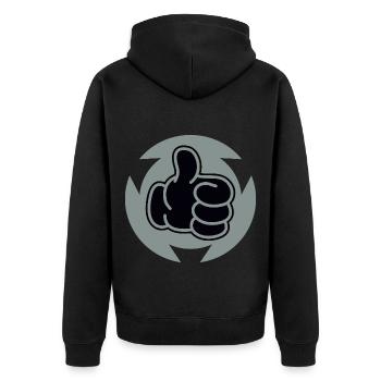 Daumen Hoch - Unisex Premium Bio Zip Hoodie - Schwarz - Hinten - Nico (187cm)