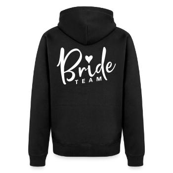 bride team herz - Unisex Premium Bio Zip Hoodie - Schwarz - Hinten - Nico (187cm)