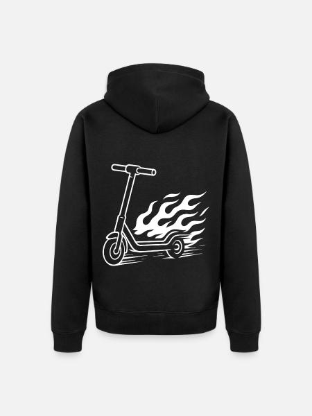 E-Scooter Design – Speed & Feuerschweif - Unisex Premium Bio Zip Hoodie - Schwarz