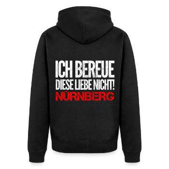 Nürnberg Ich bereue Diese Liebe nicht - Unisex Premium Bio Zip Hoodie - Schwarz - Hinten - Nico (187cm)