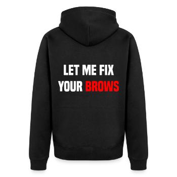 Microblading artist Let Me Fix Your Brows Kosm - Unisex Premium Organic Zip Hoodie - black - Back - Nico (187cm)