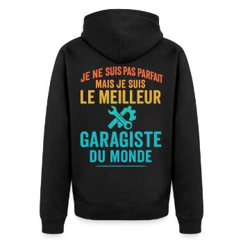 Meilleur garagiste du monde idée cadeau - Veste à capuche bio Premium Unisexe - noir - Dos - Nico (187cm)