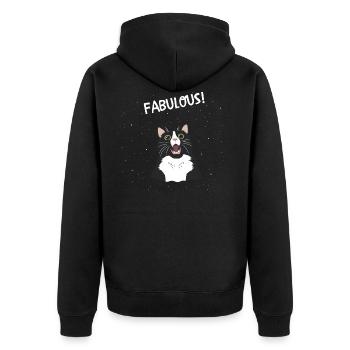 fabelhafte Katze - Unisex Premium Bio Zip Hoodie - Schwarz - Hinten - Nico (187cm)