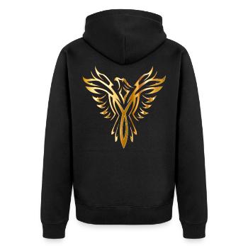 Wie Phoenix aus der Asche gold golden fenix - Unisex Premium Bio Zip Hoodie - Schwarz - Hinten - Nico (187cm)