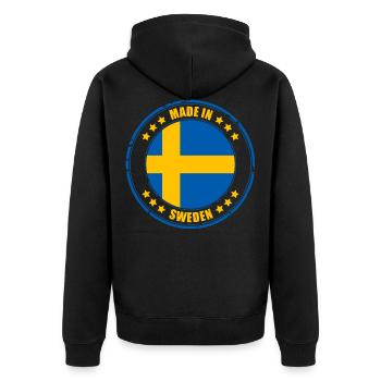 MADE IN SWEDEN, SWEDEN - Unisex Premium Organic Zip Hoodie - black - Back - Nico (187cm)