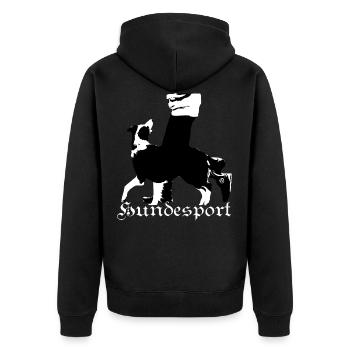 Border Collie,Hundesport,Hunderasse,Collie, - Unisex Premium Bio Zip Hoodie - Schwarz - Hinten - Nico (187cm)