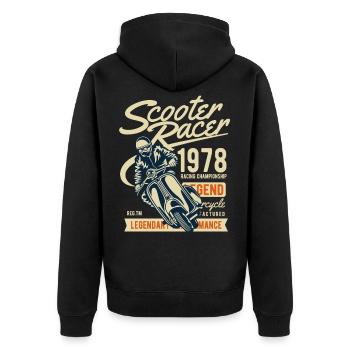 1978 ROLLER RACER - Moped Scooter Shirt Motif - Unisex Premium Organic Zip Hoodie - black - Back - Nico (187cm)