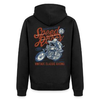 MOTORCYCLE SPEED RACER - Motorcycle Biker Shirt - Unisex Premium Organic Zip Hoodie - black - Back - Nico (187cm)