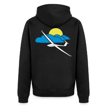 Segelflugzeug mit Wolke Geschenk Vereinsbekleidung - Unisex Premium Bio Zip Hoodie - Schwarz - Hinten - Nico (187cm)
