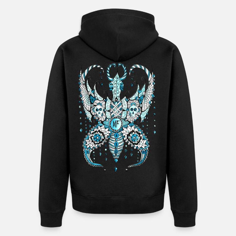 Papillon Lilou Turquoise - Veste à capuche bio Premium Unisexe - noir
