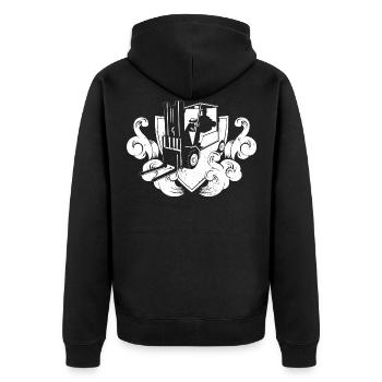 Lagerist Stapler Beruf Gabelstapler Geschenk Lager - Unisex Premium Bio Zip Hoodie - Schwarz - Hinten - Nico (187cm)
