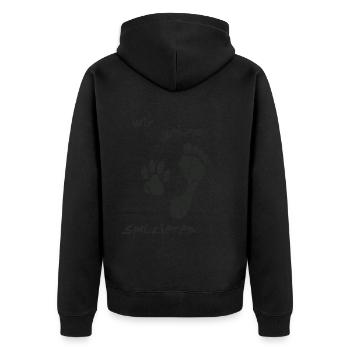 "We're going for a walk" T-shirt for dog lovers - Unisex Premium Organic Zip Hoodie - black - Back - Nico (187cm)