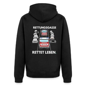 Rescue alley saves lives - Unisex Premium Organic Zip Hoodie - black - Back - Nico (187cm)