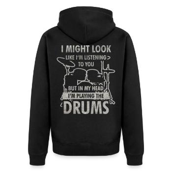 Schlagzeug Schlagzeuger Musiker Musik Geschenk - Unisex Premium Bio Zip Hoodie - Schwarz - Hinten - Nico (187cm)