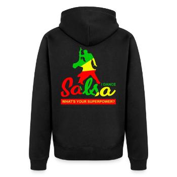 dancing salsa - Unisex Premium Organic Zip Hoodie - black - Back - Nico (187cm)