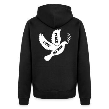 Peace peace dove pacifier gift - Unisex Premium Organic Zip Hoodie - black - Back - Nico (187cm)