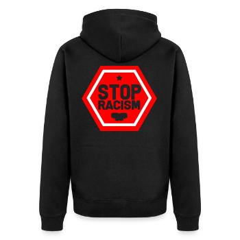 Arrêter le racisme - Veste à capuche bio Premium Unisexe - noir - Dos - Nico (187cm)