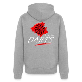 Let's Play Darts - Unisex Premium Bio Zip Hoodie - Grau meliert - Hinten - Nico (187cm)