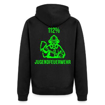 Jugendfeuerwehr Feuerwehrmann Feuerwehr Geschenk - Unisex Premium Bio Zip Hoodie - Schwarz - Hinten - Nico (187cm)