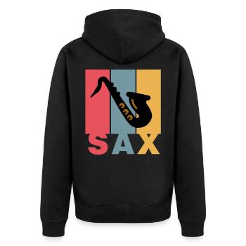 SAXOPHONIST - Sax - Unisex Premium Bio Zip Hoodie - Schwarz - Hinten - Nico (187cm)