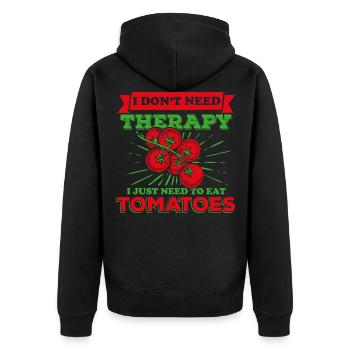 tomatoes - Unisex Premium Organic Zip Hoodie - black - Back - Nico (187cm)