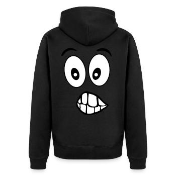 Stupid face - Unisex Premium Organic Zip Hoodie - black - Back - Nico (187cm)