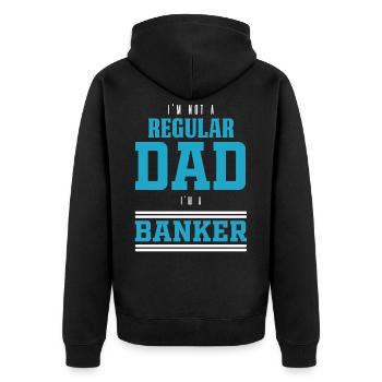 Banker Bänker Bankier Bankkaufmann Bank Geschenk - Unisex Premium Bio Zip Hoodie - Schwarz - Hinten - Nico (187cm)