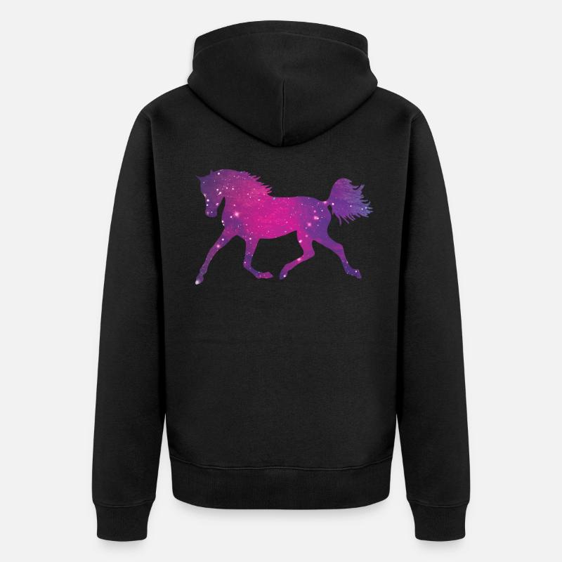 Pferd Silhouette Galaxy Space Universum - Unisex Premium Bio Zip Hoodie - Schwarz