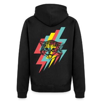 cat - Unisex Premium Organic Zip Hoodie - black - Back - Nico (187cm)