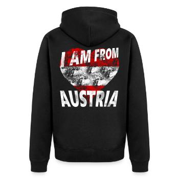 Austria - Unisex Premium Bio Zip Hoodie - Schwarz - Hinten - Nico (187cm)