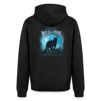 Wild and free panther - Unisex Premium Bio Zip Hoodie - Schwarz - Hinten - Nico (187cm)