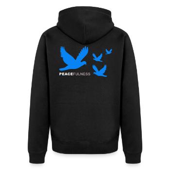 peace doves - Unisex Premium Organic Zip Hoodie - black - Back - Nico (187cm)
