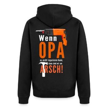 Funny Grandpa Craftsman Shirt / Gift Idea - Unisex Premium Organic Zip Hoodie - black - Back - Nico (187cm)
