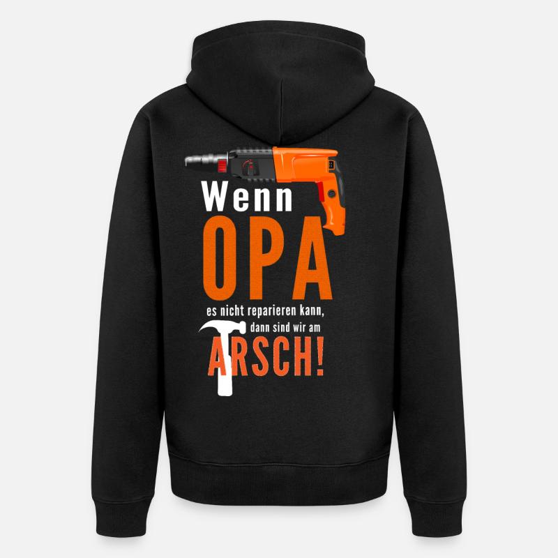 Witziges Opa Handwerker Shirt / Geschenkidee - Unisex Premium Bio Zip Hoodie - Schwarz