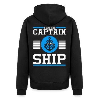 Captain sailor sailor steering wheel anchor gift - Unisex Premium Organic Zip Hoodie - black - Back - Nico (187cm)