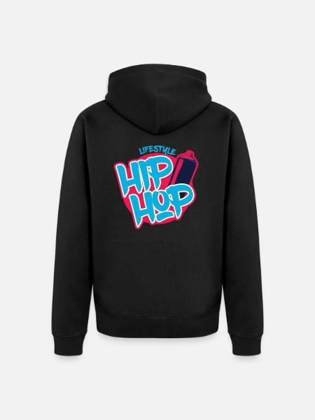 Hip-hop styl życia raper rap old school hip hop - Ekologiczna rozpinana bluza z kapturem Premium unisex - czarny