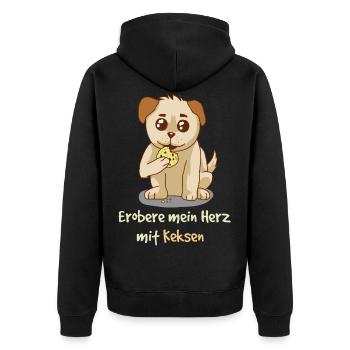 Conquer My Heart with Cookies Fantasy HUnde - Unisex Premium Organic Zip Hoodie - black - Back - Nico (187cm)