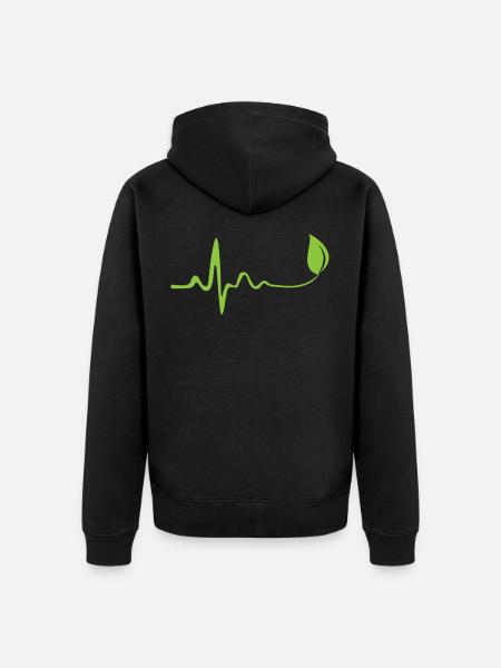 Herzschlag Vegan - Unisex Premium Bio Zip Hoodie - Schwarz